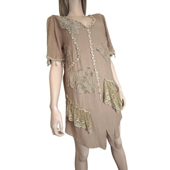 Pretty Angel Bohemian Dress Tunic Shift Lace Unique Grunge Floral Embroidery - Picture 9 of 15